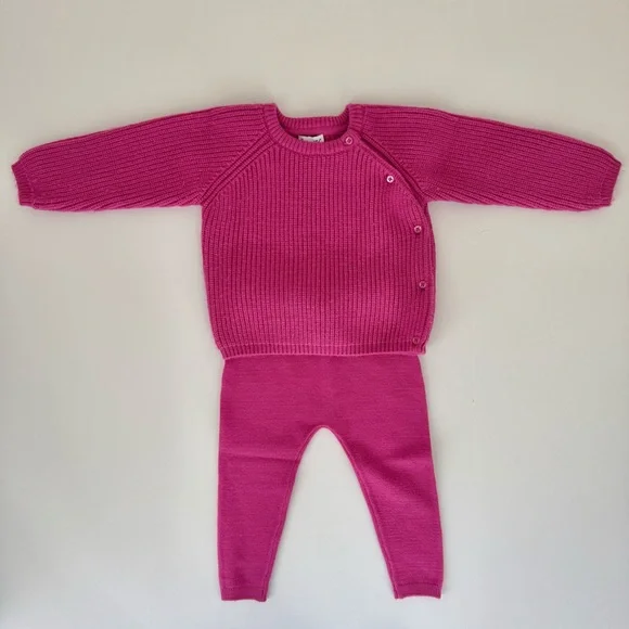 Splendid Baby Girl Pink Knit Sweater & Legging Set 6–12M Minimalist Aesthetic - Picture 2 of 6